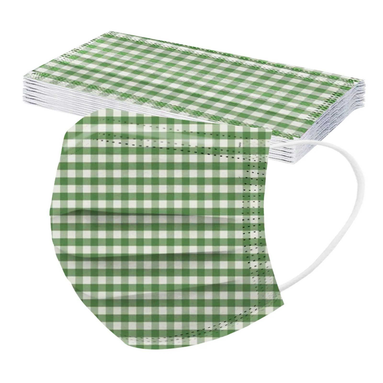 50PCS Adult Lattice Printing Ddust-Proof 3-Layer Disposable Protective Mask Outdoor Dust-Proof Face Protective Mask Disposable