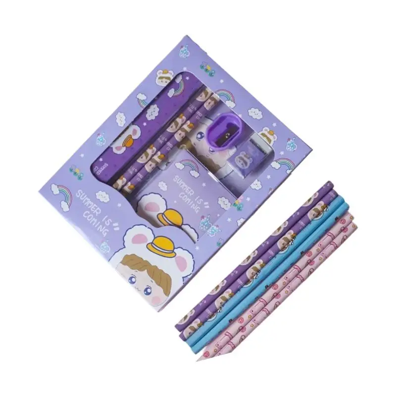 다채로운 컬러 문구 선물 세트 학생을위한 다기능 쓰기 액세서리 창의력 컴팩트 안전 보관 상자 D2RC