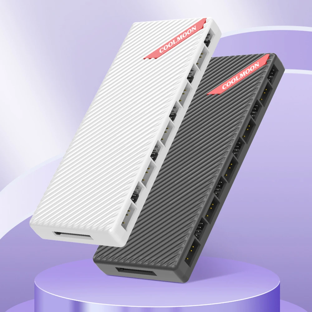 1 To 10 4 Pin PWM 3 Pin Addressable ARGB Adapter SATA Powered 5V 3Pin Cooling Fan Controller Magnetic Suction for Case Fan