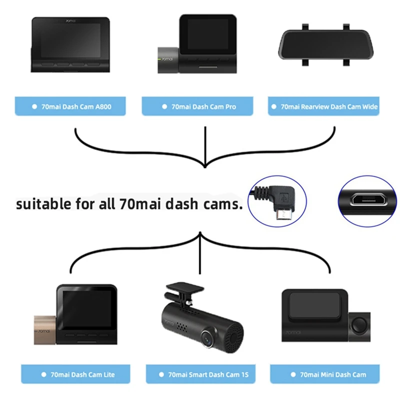 Car Surveillance Cable for 70Mai 4K A800S A500S D06 D07 D08 M300 Hardwire Kit 24H Parking Monitor