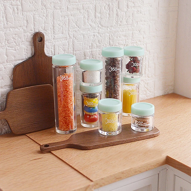 8pcs/set 1/6 Scale Simulation Miniature Dollhouse Food Container Mini Storage Can for Blyth Barbies Doll Kitchen Toy 1