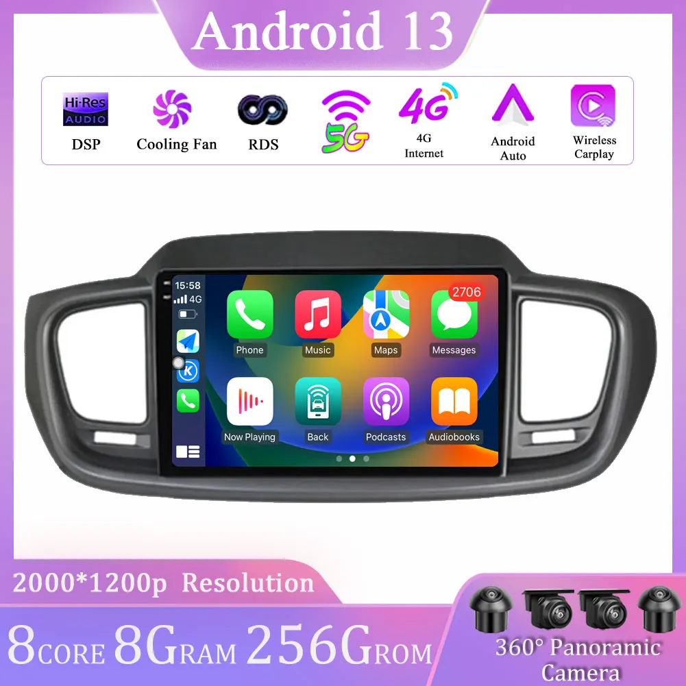 

Android 13 для Kia Sorento 3 2014-2017, автомобильное радио, мультимедийный видеоплеер, навигация, GPS, интеллектуальная система, QLED экран 10.1inc