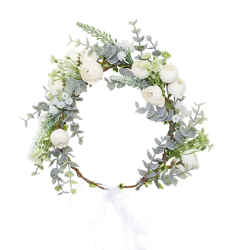 Fashion Women Girls Wedding White Flower Wreath Tiara Headband Floral Garlands Hairband Hair Accessories Bride Hair Jewelry - 5