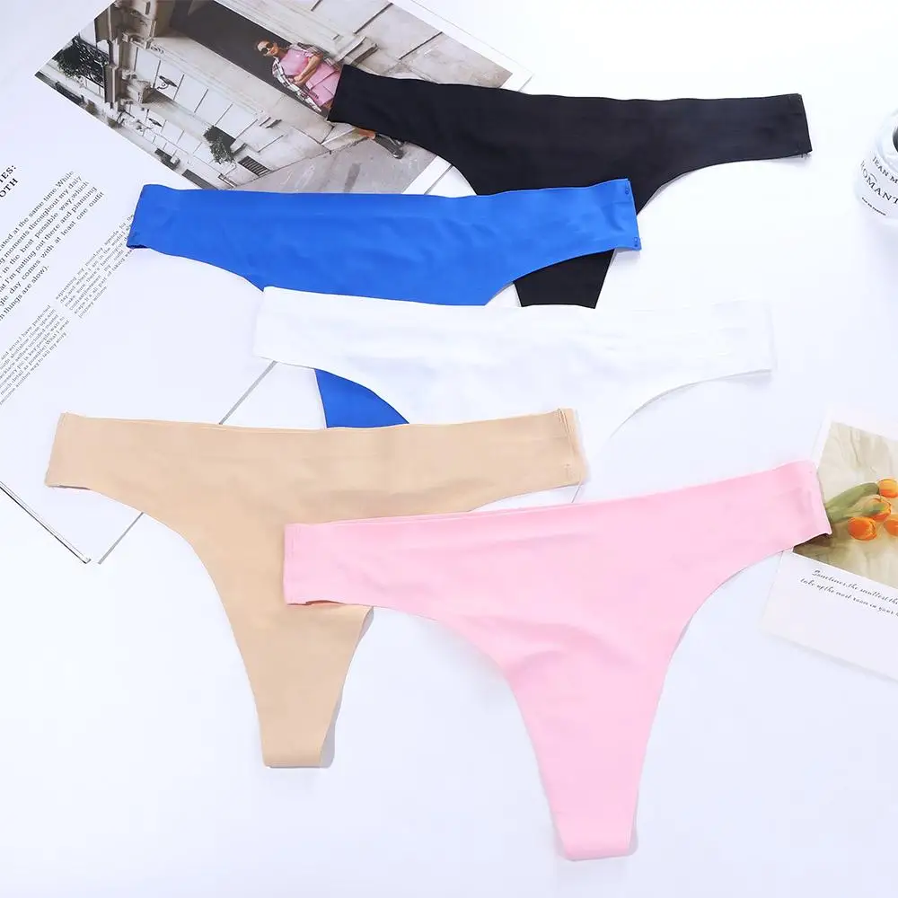 

Soft Breathable Nylon Low-Waist Cotton Crotch Elastic Women Intimates Sports Thong Letter Seamless Briefs Ice Silk Panties
