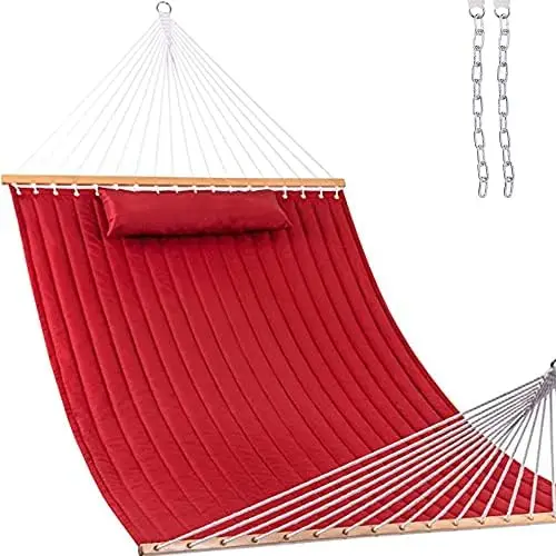 

Daze 12 FT Double Quilted Fabric with Spreader Bars and Detachable Pillow, 2 Person for Outdoor Backyard Poolside, 450 LBS We