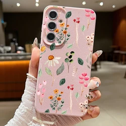 Floral Leather Texture TPU Phone Case - Small Flower Design for Samsung S24 FE (A088 Pink)