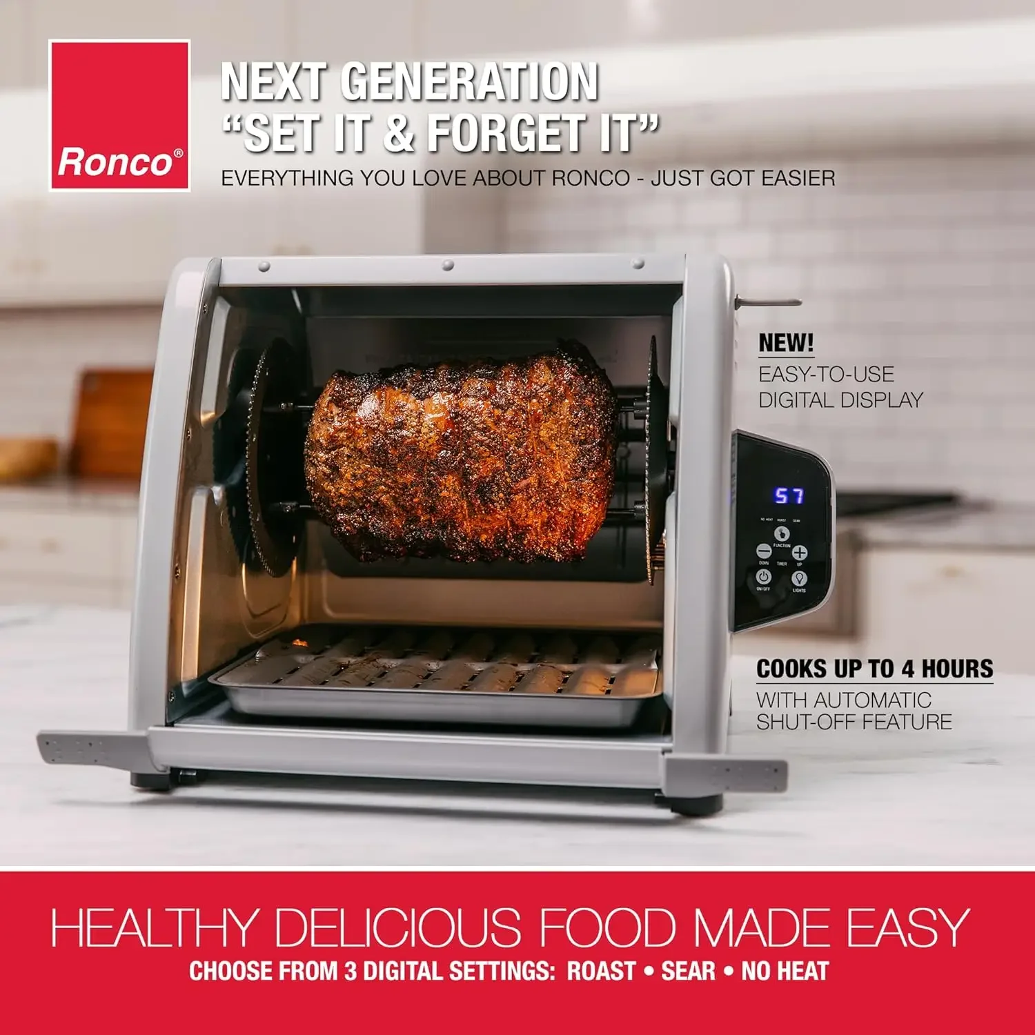 6000 Platinum Series Rotisserie Oven, Digital Display, 12-Pound Capacity, Auto Shutoff, Includes Rotisserie Spit, Multi-Pu 3