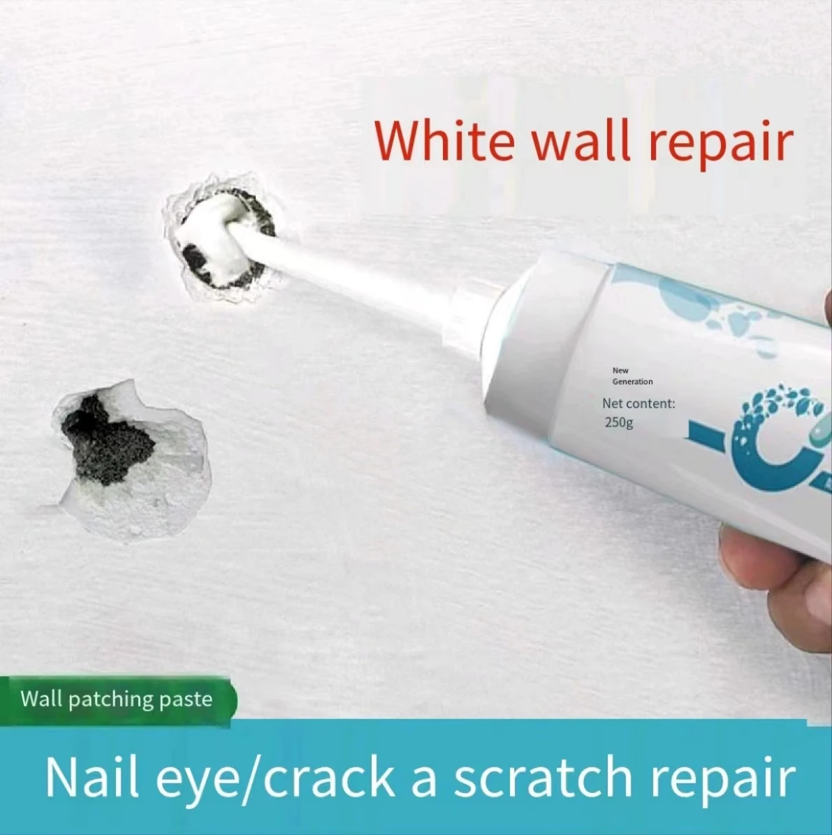 Wall repair paste, white waterproof and mildew proof, household moisture-proof interior wall renovation, paint free and odor
