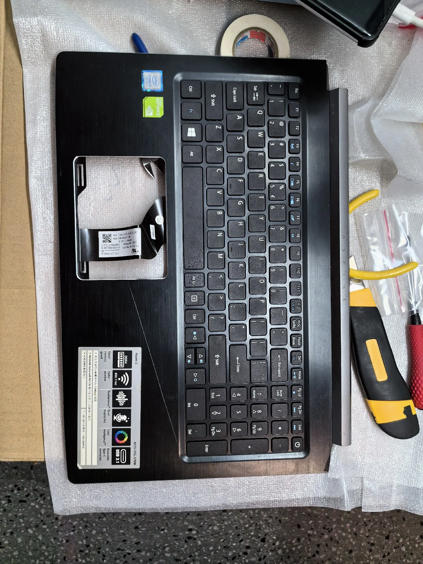 Jianglun-palmrest e Teclado Não Retroiluminado Acer Aspire A51551 A515-51g 6m.gp4n2.001 - Imagem 3