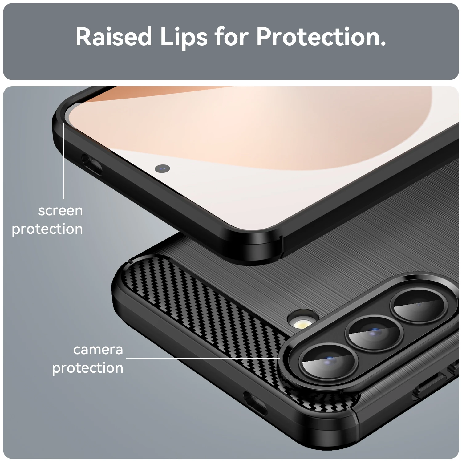 Premium Rubber Carbon Fiber Soft TPU Silicone Back Cover Phone Case