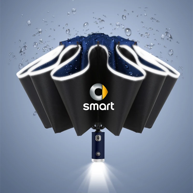 Automatic Umbrella with Led Light Umbrella 10 Ribs 3-folding Inverted For Smart 451 brabus Smart 453 fortwo forfour