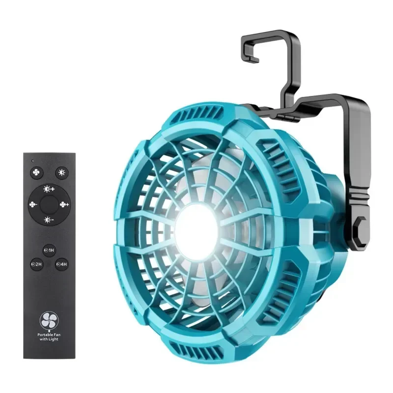 Makita 18V 리튬 이온 배터리 팬용 휴대용 팬(9W LED 작업 조명 포함) 캠핑용 후크가 있는 개인용 휴대용 팬 ...