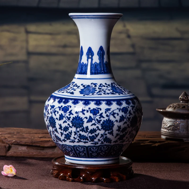 

Ceramic Vase Blue And White Thin Bodied Porcelain Home Classical Shelf Bedroom Living Room Chinese Table Jingdezhen Ornaments