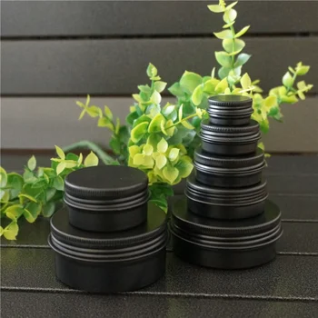 5/10/15/20/30/50/80g Round Aluminum Box Metal Tin Cans 50ml DIY Cosmetic Cream matte black Empty Refillable Jar Tea Aluminum Pot