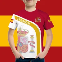 Vêtements pour garçons drapeau espagnol graphique T-Shirt Vintage décontracté à manches courtes enfants vêtements 2-14Y été en plein air espagnol enfant haut T-Shirt 2