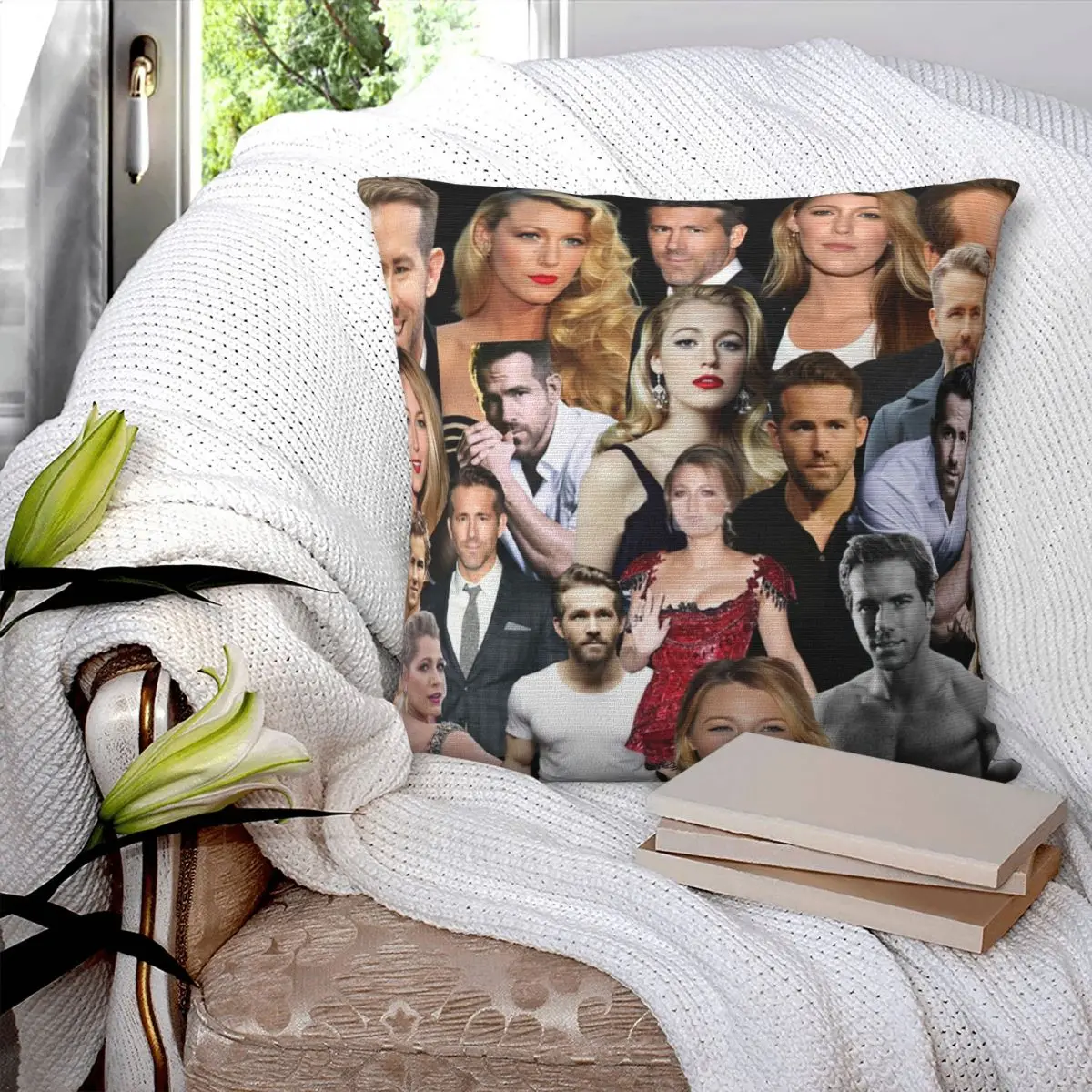 

Ryan Reynolds And Blake Lively Photo Collage Pillowcase Printed Cushion Cover Sofa Waist Pillow Pillow Cover