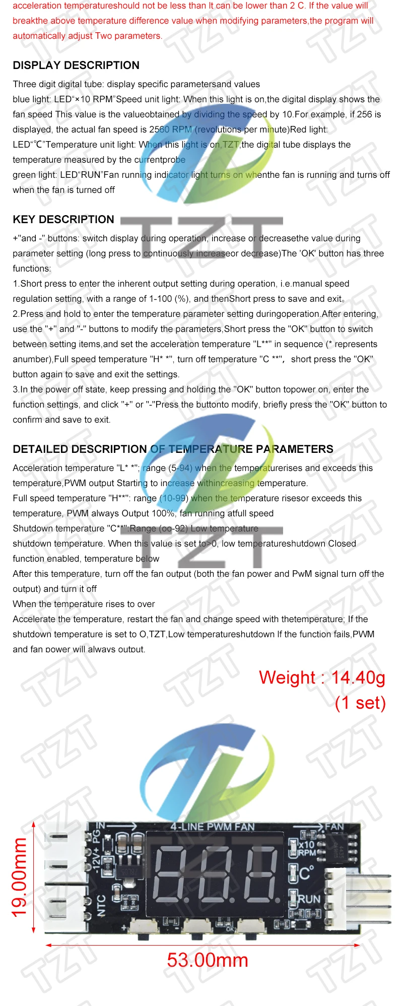 TZT 1/3PCS DC12V 4-Draht Min Temperatur Controller Geschwindigkeit Regler Lüfter Geschwindigkeit Motor Controller Digital Display modul Netzteil – Detail 2