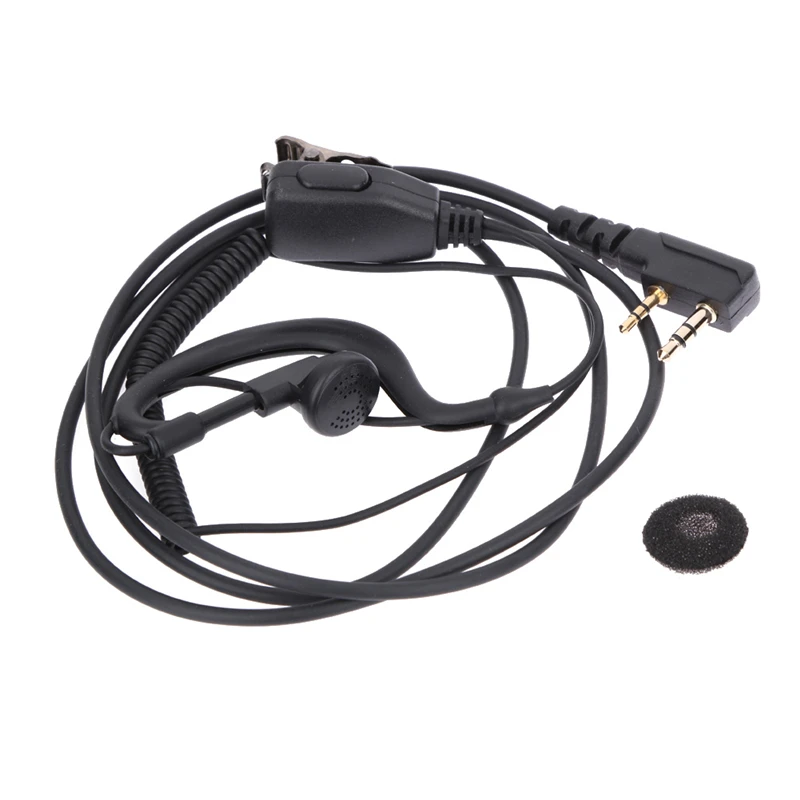 Dual-Pin PTT Microphone Ear Hook Walkie Talkie Earpiece