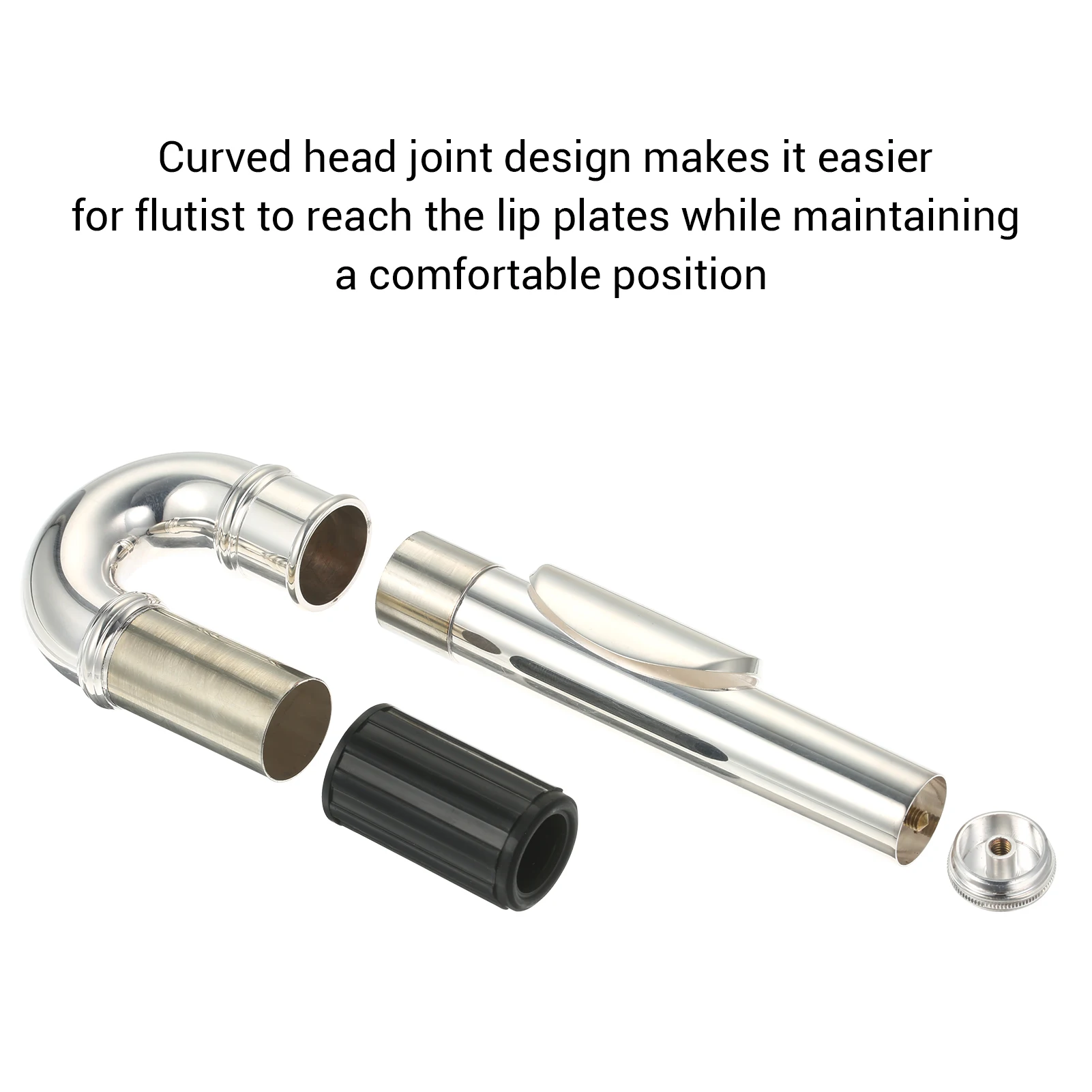 Metal Flute Diaphragm Nickel-Plated Flute Curved Head Joint Musical Instrument Accessories Headjoints Replacement Part