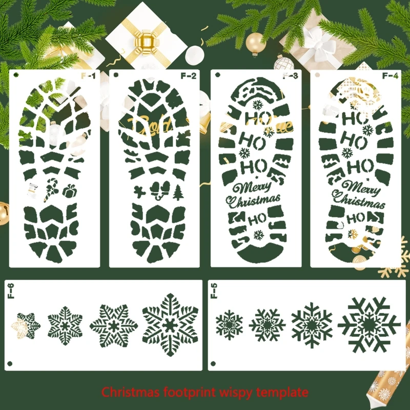 Christmas Footprint Painting Cutout Template Santa Claus Shoe Print 6-Piece Set Reusable Craft Stencils for Home Decor christmas-footprint-painting-cutout-template-santa-claus-shoe-print-6-piece-set-reusable-craft-stencils-for-home-decor