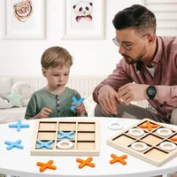Parent-Child Interaction Wooden Board Game XO Tic Tac Toe Chess Funny Developing Intelligent Educational Toy Puzzles 1