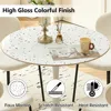 3 Pieces Tulip Dining Set, 35 Inch Sintered Stone Marble Round Dining Table and Chairs Set for 2, White Boucle Open Back 5