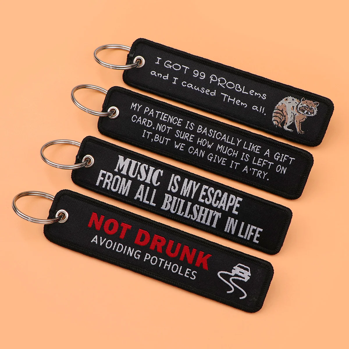 Motivational 'Don't Look Back' Embroidered Keychain - Humorous Gift