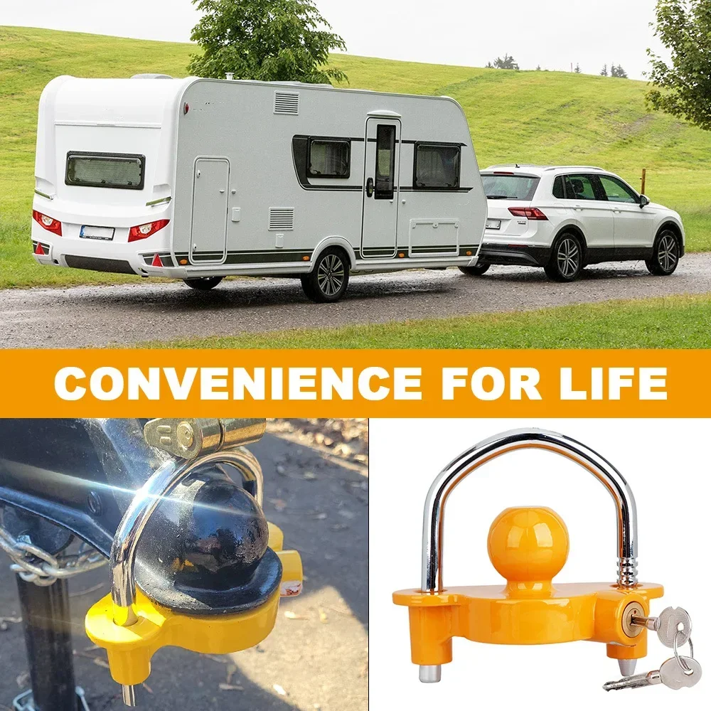 Trailer Coupling Lock Heavy-Duty Anti-Theft Hook Lock Universal Trailer Ball Coupler Lock for Caravan RV