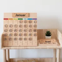 Montessori Wooden German Calendar Learning Toys Children Early Education Beech Calendar Set Time Cognition Parish Teaching Aids 2