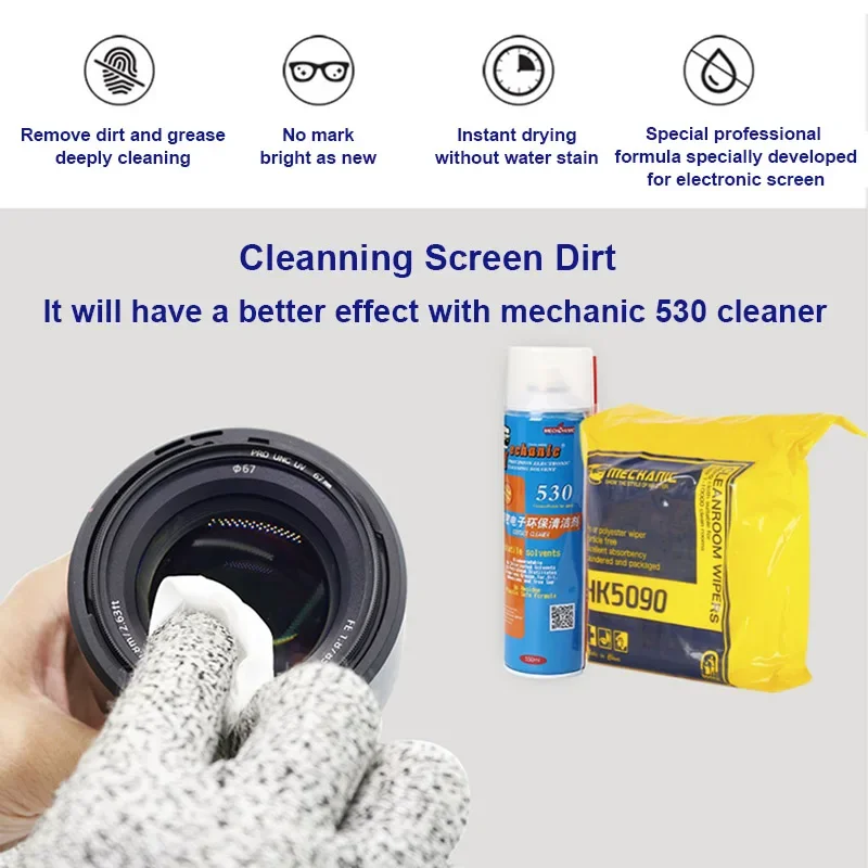 Mechanic Soft Cleanroom Wiper High Microfiber Anti-static Non Dust Cloth for Phone Pad Tablet Camera PC Screen Cleaning HK5090