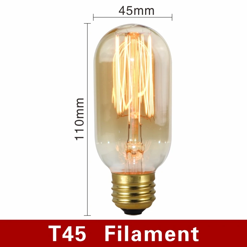 thumbnail image 1 of Bombilla retro Edison E27 220 V 40 W, bombilla A60 ST58 ST64 T10 T45 T185 G80 G95, bombilla vintage con filamento en forma de ampolla incandescente en espiral, 1 of 5