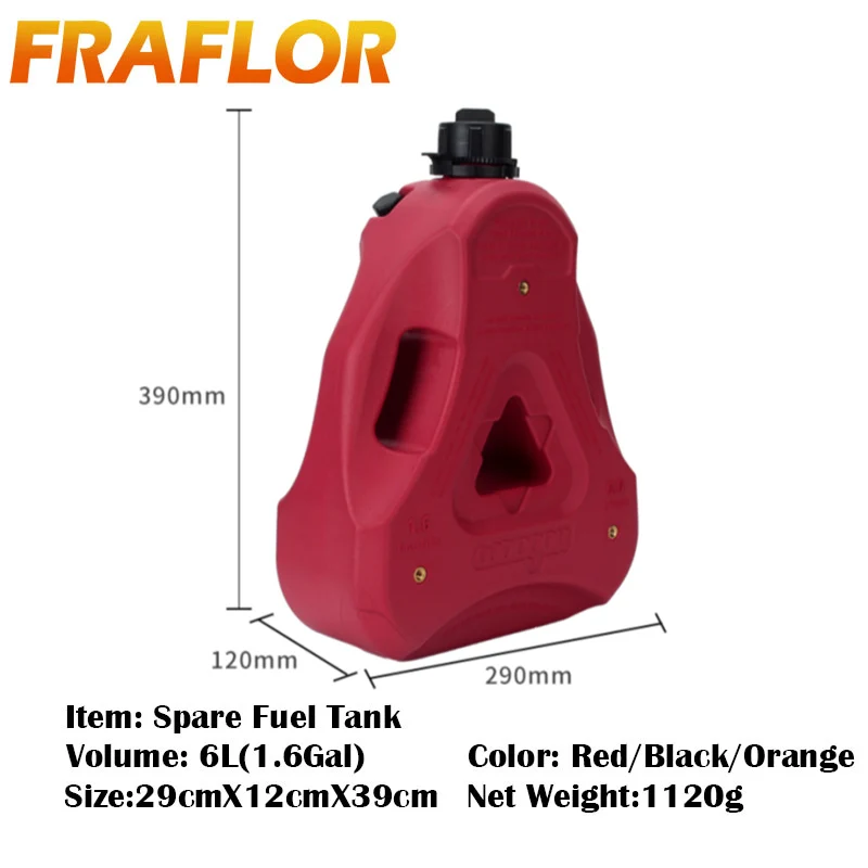 6L Spare Fuel Can Tank Petrol Water Tanks Jerrycan Gas Can Gasoline Oil Container Fuel-jugs Motorcycle Car With Spout