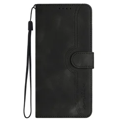 Leather Flip Phone Case - Solid Color with Magnetic Closure for Moto G54 5G (Black)
