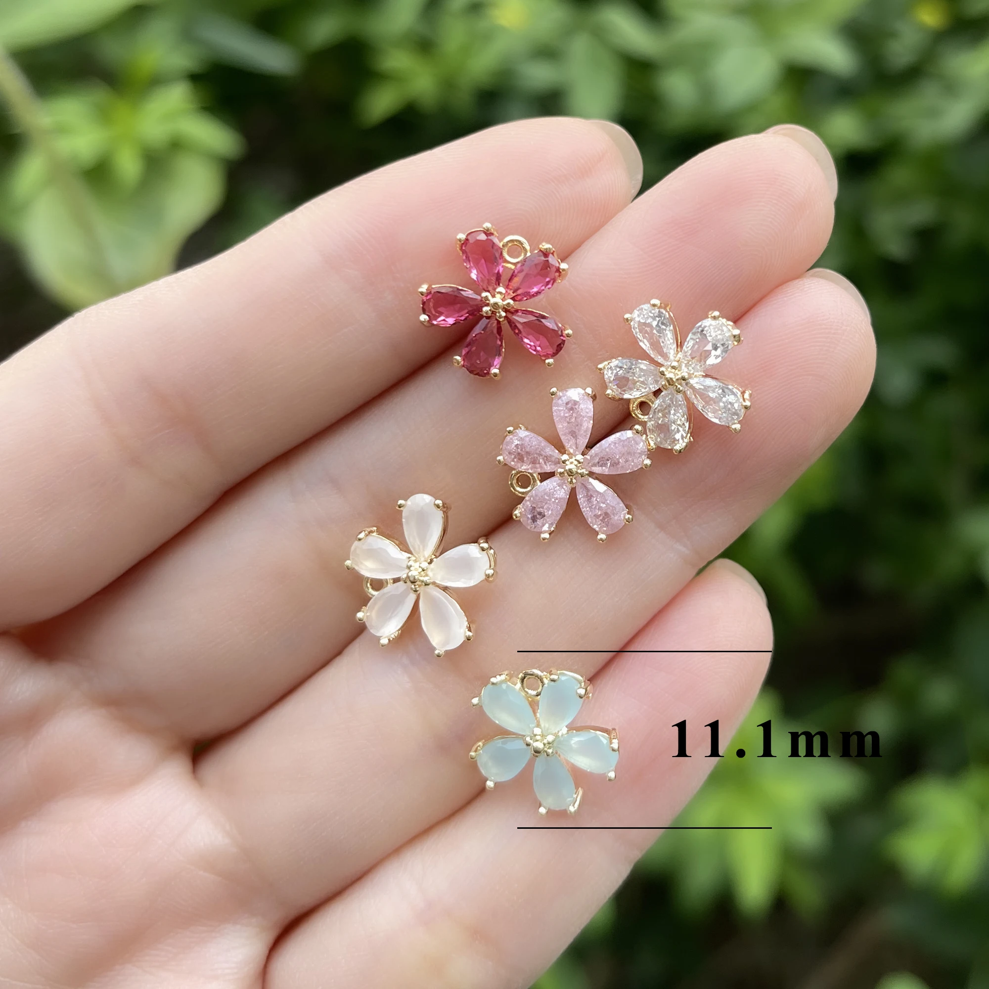 YEGUI MA62, 보석 액세서리, 니켈 프리, 18k 금 도금, 구리, 지르콘, 꽃잎 모양, 매력, 보석 만들기, diy 귀걸이, 6 개/몫