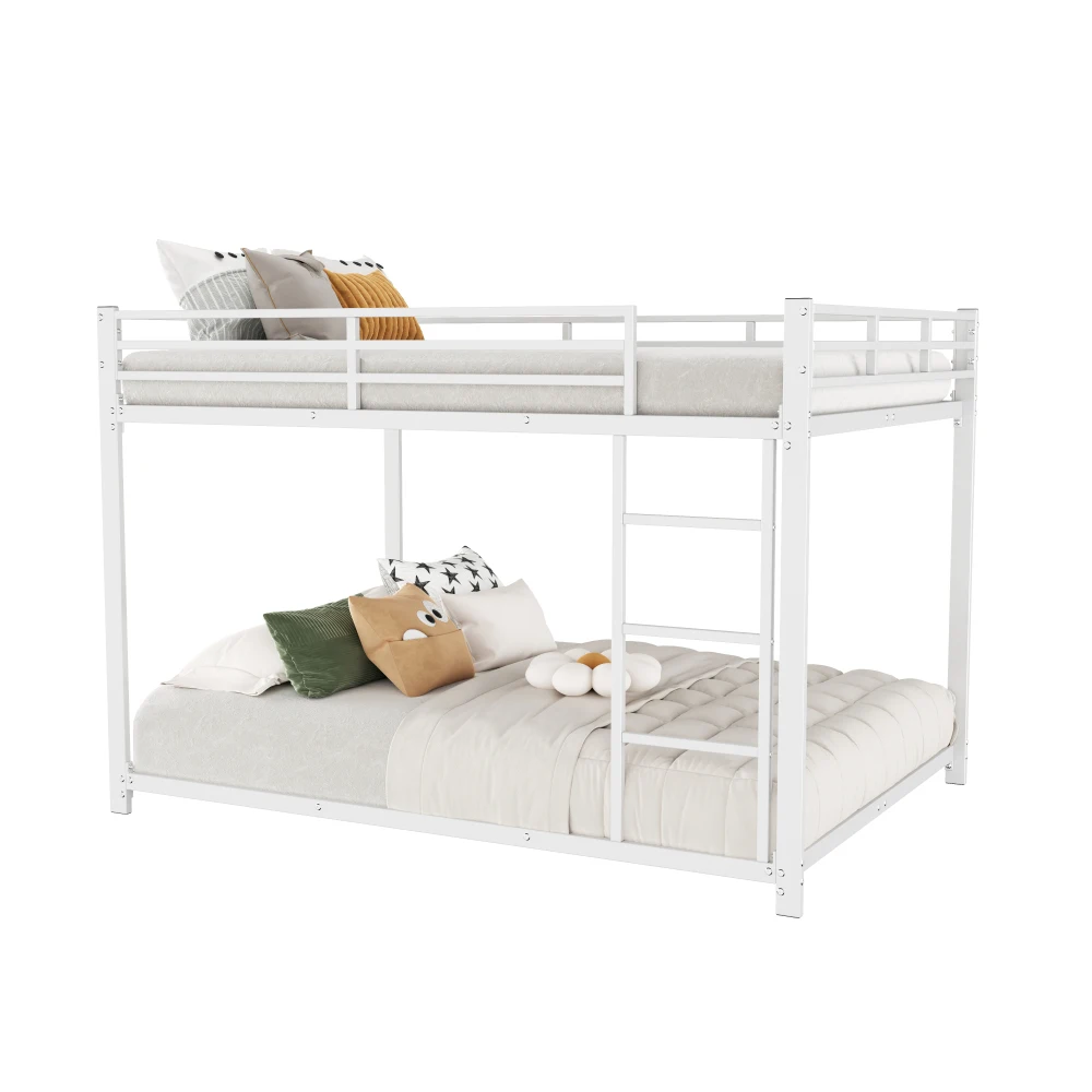 Klassische Etagenbetten aus Eisen für Kinder, 140 x 200 cm/ 90 x 200 cm – robuste Kinderbetten aus Metall, platzsparendes Design mit Sicherheitsstange – Detail 34
