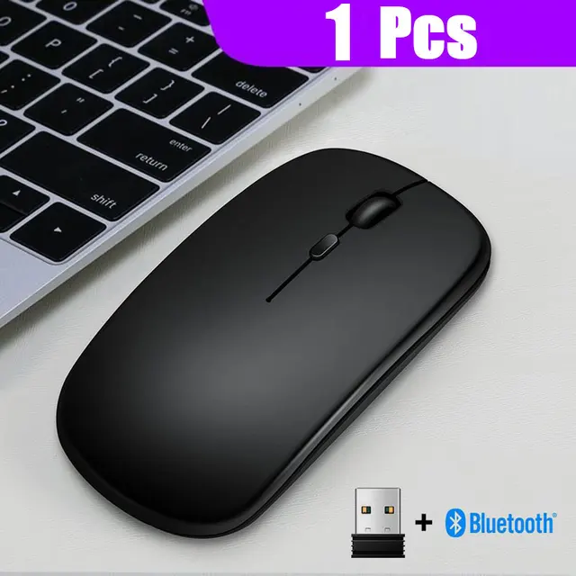 2.4GHz Wireless  + Bluetooth 5.0 Wireless Mouse For Tablet Laptop Computer Ultra Thin Wireless Mice AAA Battery Version 7
