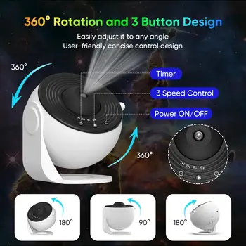 Feriales Galaxie Projektor 13-in-1 – HD Sternenhimmel Projektor mit Timer & 360° Drehung – Planetarium Lampe für Kinder & Schlafzimmer Deko 2