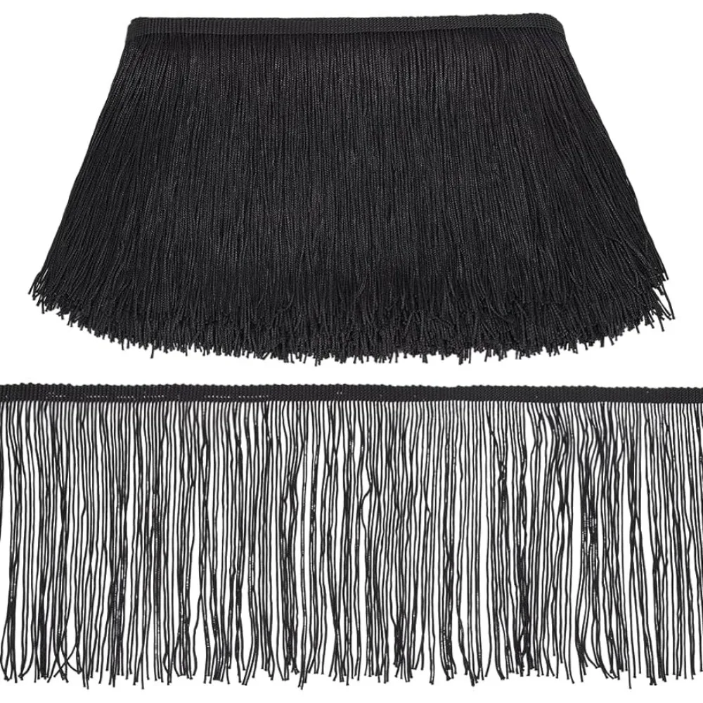 

10 Yard of 5.9 Inch Fringe Trim Lace Tassel Black Chainette Fringe Trim Ribbon for Latin Dance Dress DIY Clothing Embellishment