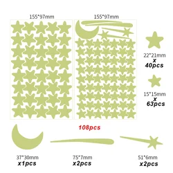 Radiant Glow - in - the - Dark Moon and Stars Wall Stickers - Small (108 Stars)