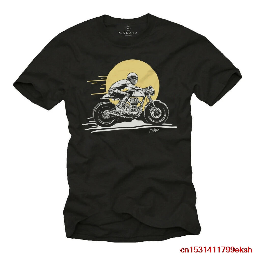 T-Shirt Motorrad Herren Schwarz - Druck Enfield Cafe Racer Gt Royal Continental