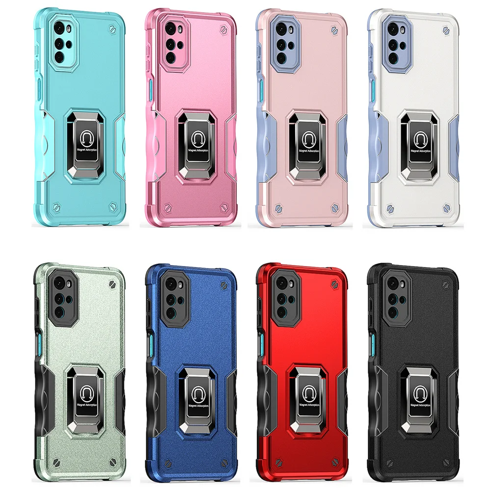 KEYSION Stoßfeste Rüstungshülle für Motorola Moto G22 Silikon + PC-Ringständer Telefonrückseite für Motorola MOTO G22_voghion.com