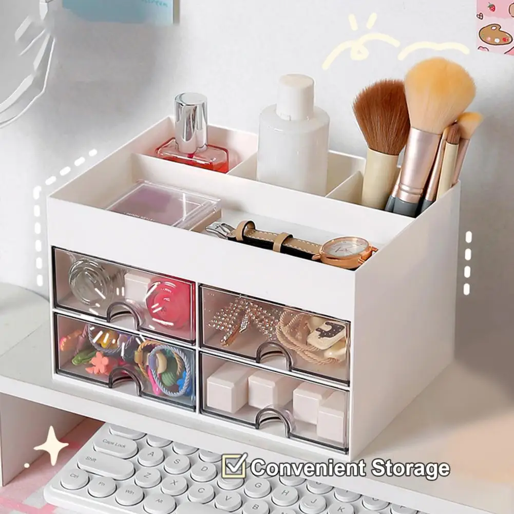 

Double-Layer Desktop Storage Box with Drawers Multi-compartments Cosmetic Stationery Organizer Case for Home Office Jewelry box