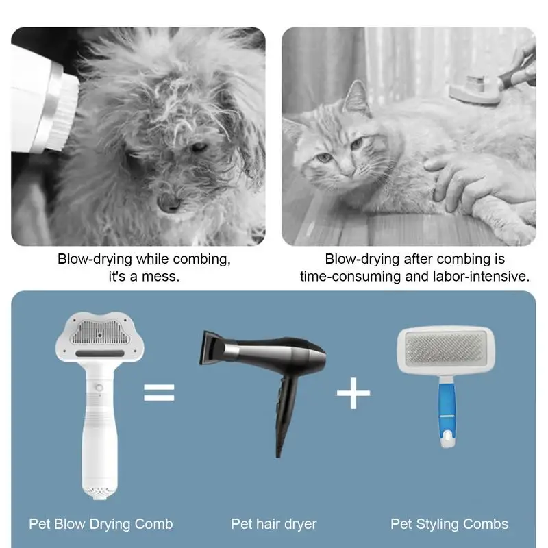 Portable 2-in-1 Dog Hair Dryer Pet Grooming Dryer Brushes Pet Hair Dog Grooming Supplies Three-Speed For All Types Of Dogs