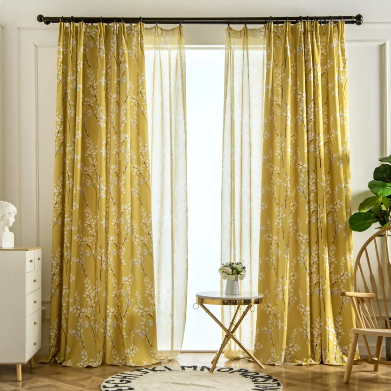 Nordic High end Branches Printed Curtains for Bedroom Living Room