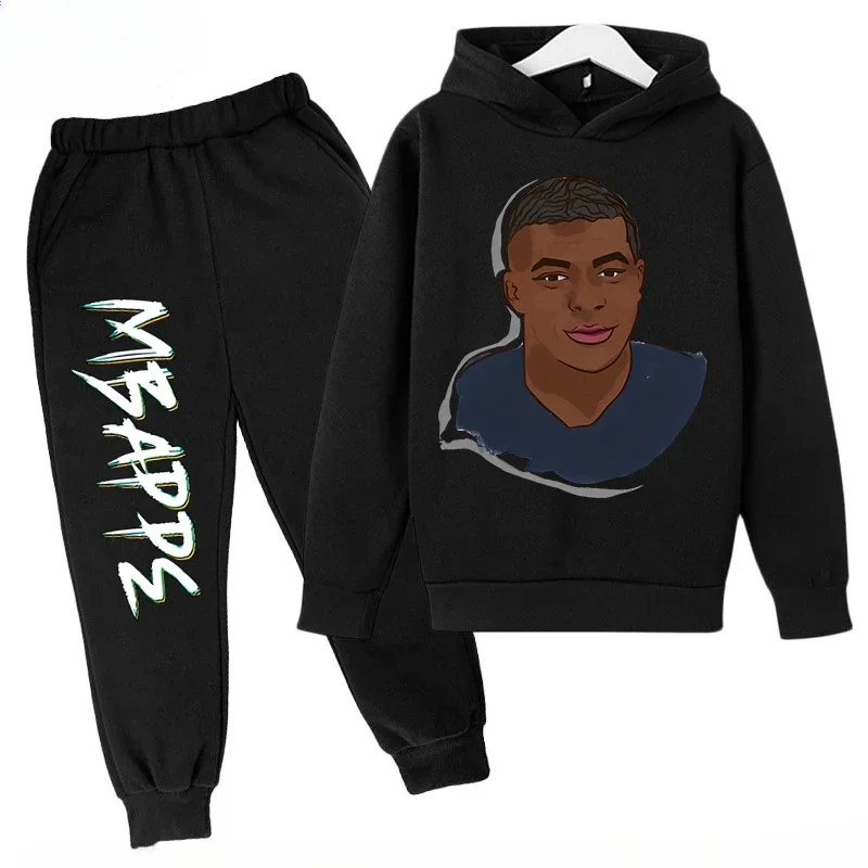 thumbnail image 1 of Conjunto de sudadera y pantalones con estampado de Mbappé para niños, primavera y otoño, conjunto de ropa deportiva de 2 piezas para niños y niñas, ropa para niños, 1 of 5