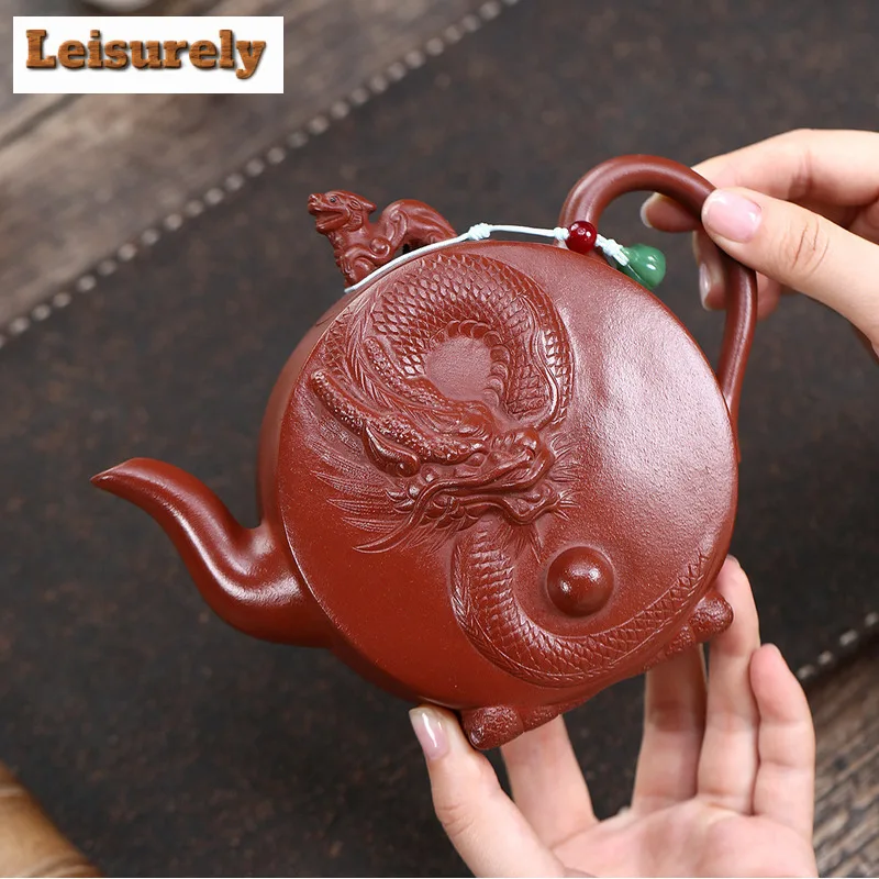 400ml Exquisite Yixing Purple Clay Teapots Handmade Dragon Pot Raw Ore Di Cao Qimg Mud Kettle With Filter Zisha Tea Set Supplies