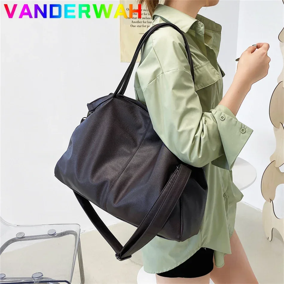 Ladies Tote Bag Slouchy Bags Vintage PU Leather Handbags