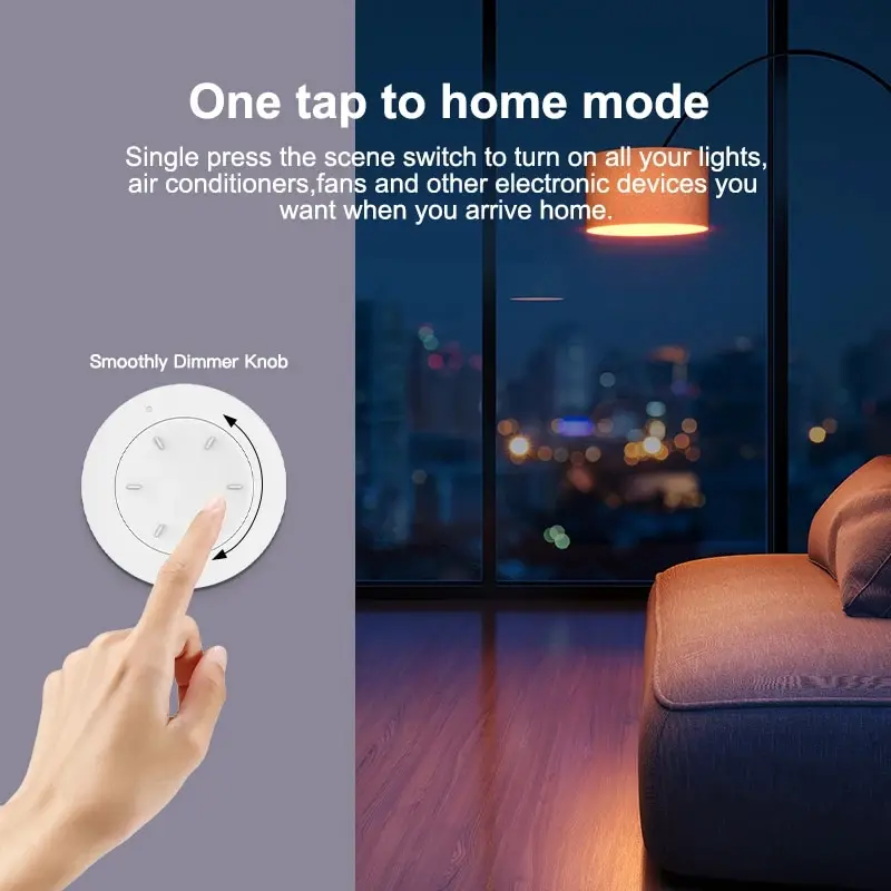 Tuya ZigBee Smart Knob Switch DIY Wireless Scene Button Rotatable Dimmer Switch Home Appliances Automation Linkage Remoter 1