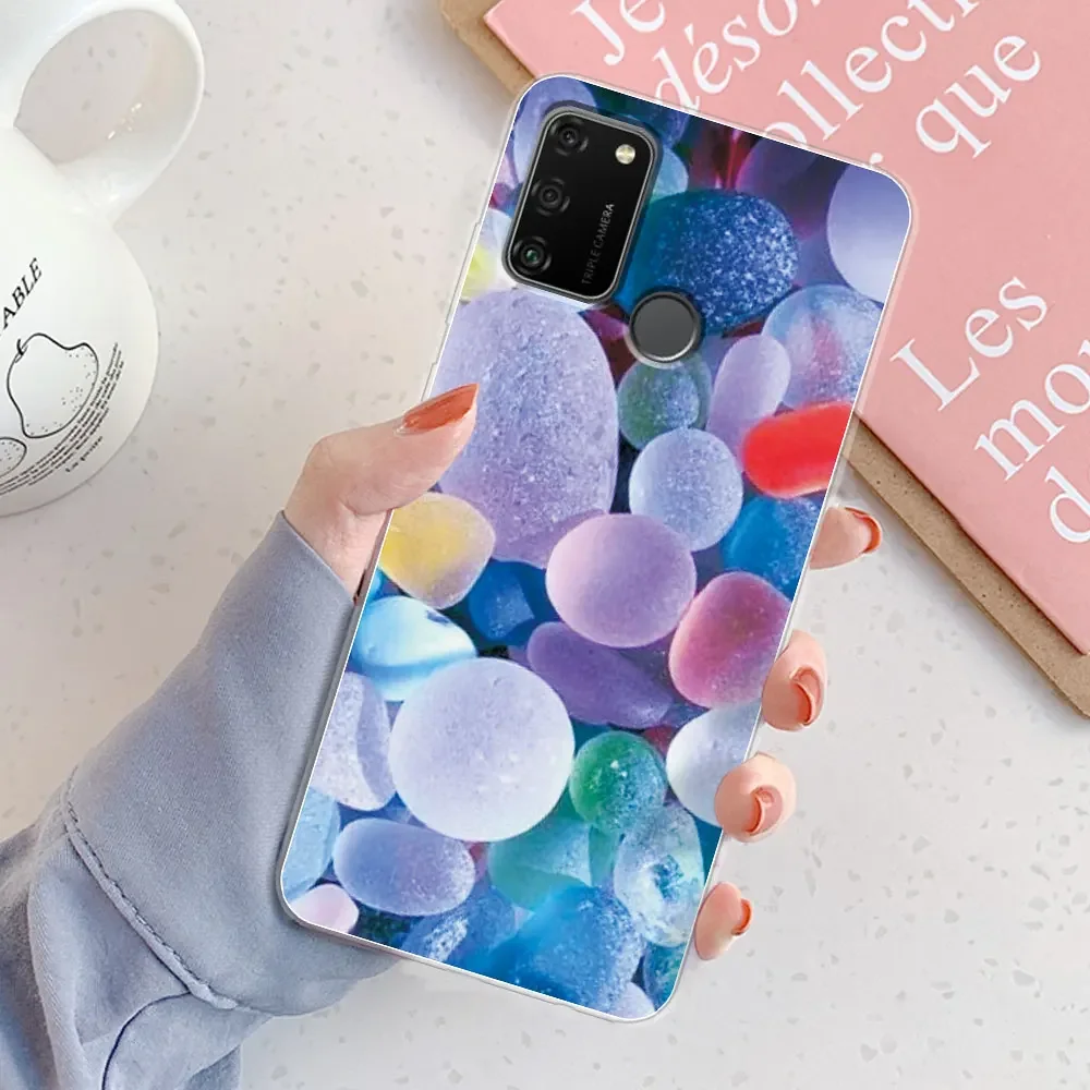Chic Girl Marble Silicone Clear Phone Case for Honor 9A - Protective and Stylish Cover