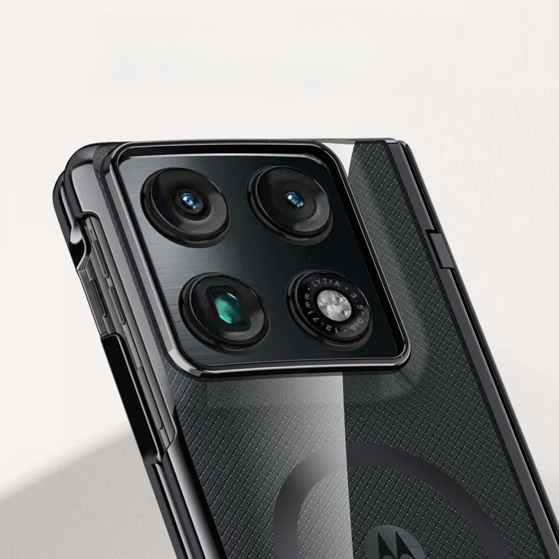 Magnetic Electroplated Foldable Phone Case with Hinge Protection, Kickstand, and Tempered Glass